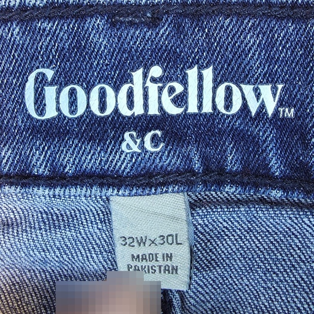 Goodfellow & Co Mens Slim Fit Distressed Hem Blue Jeans 32x30 Stretch Denim - Picture 3 of 12